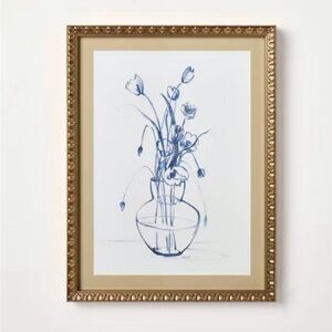 12"x16" Blue Floral Art Sketch Framed Wall Art Hearth & Hand™ with Magnolia NWT